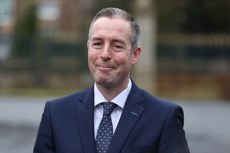 Paul Givan DUP MLA, speaking with media outside Hillsborough Castle, Northern Ireland.