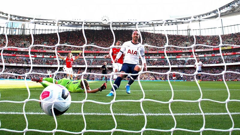 Christian Eriksen opens the scoring at The Emirates. Photograph: Julian Finney/Getty