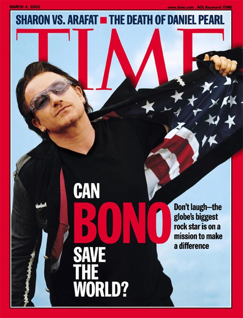 Our saviour? Bono on the cover of Time magazine in March 2002. Photograph: AP Photo/TIME
