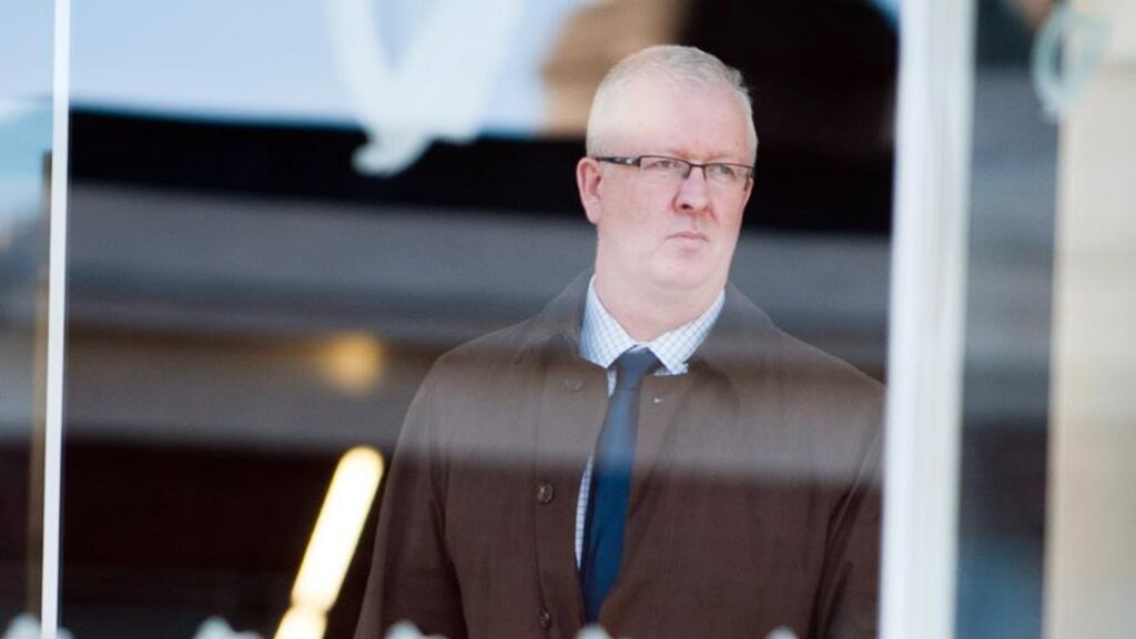 Con Horan at Dublin Circuit Criminal Court yesterday where he gave evidence in the trial of three Anglo bankers