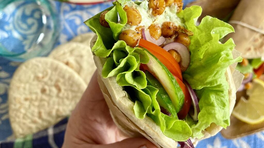 Chickpea gyros with whipped dill feta