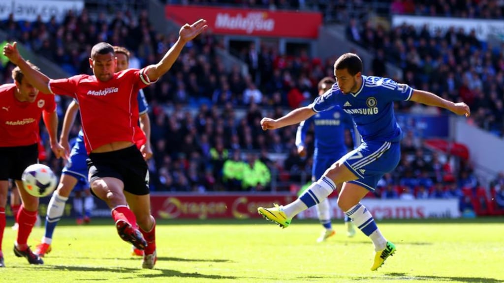 Eden Hazard  won the Chelsea player of the year award. Photograph: Michael Steele/Getty Images