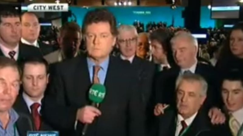 The 2009 “zombie doughnut” episode which  saw David Davin-Power surrounded by a large group of Fianna Fáil supporters on live TV.
