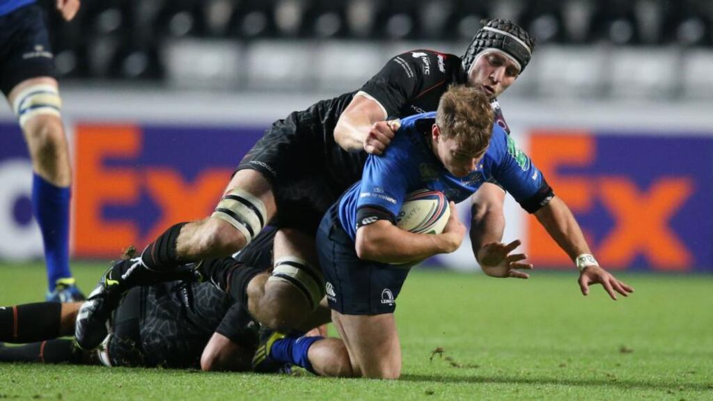 Brendan Macken stepped up to the plate against the Ospreys and will need to do so today once more against Castres. Photograph: Billy Stickland/Inpho