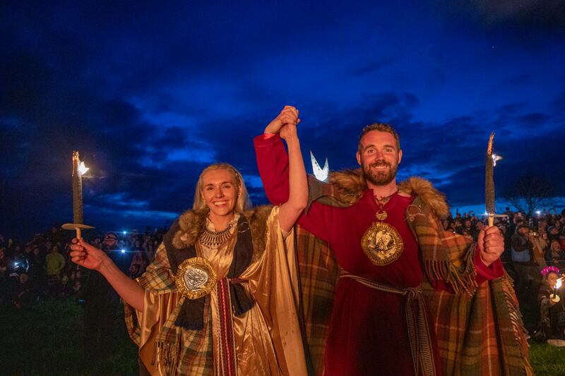 Lauren Gillson and Alan Clarke at the Bealtaine Fire Festival.
Photograph: Tom Honan/The Irish Times