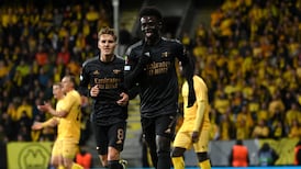 Bukayo Saka chests fortunate Arsenal to victory on raucous evening in Bodø