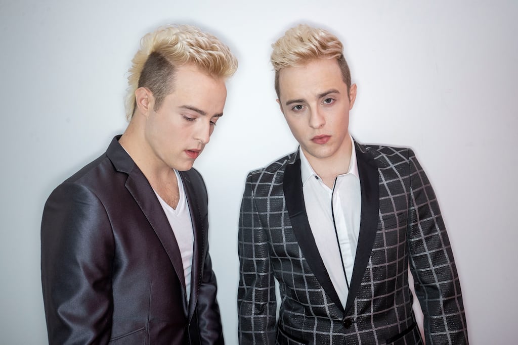 John and Edward Grimes: Time seems to have stood still for Jedward. Now in their early 30s, to the casual observer, the hair, the uncanny twin bond and the mid-Atlantic twang are still there. Photograph: Tom Honan