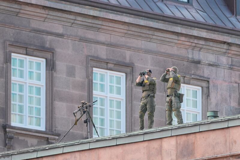 Tight security at the Copenhagen venue. Photograph: Getty Images