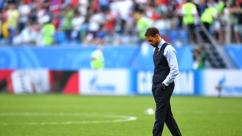 Gareth Southgate after England’s defeat to Belgium in St Petersburg. Photograph: Dan Mullan/Getty