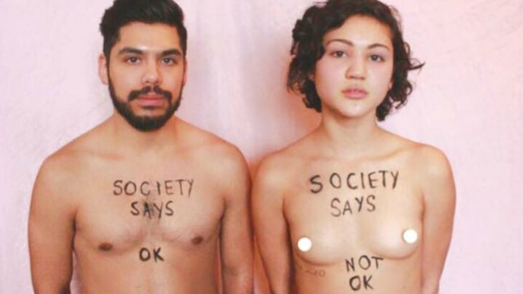 ’I removed my top as a peaceful protest. I took it off to send a message that regardless of whether or not someone finds me sexual or attractive, I am first and foremost a human being. My right to freedom takes precedence over a culturally ingrained breast fetish.’