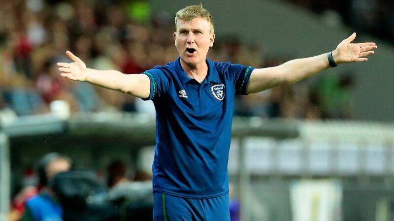 Ireland manager Stephen Kenny  gestures during the international friendly match against Hungary at Szusza Ferenc Stadium in  Budapest. Photograph: Trenka Atilla/PA Wire