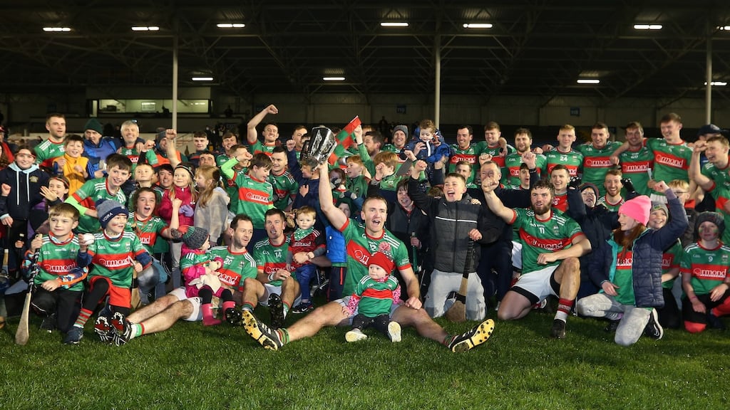 Loughmore-Castleiney celebrates winning the Tipperary hurling championship. Photograph: Lorraine O’Sullivan/Inpho