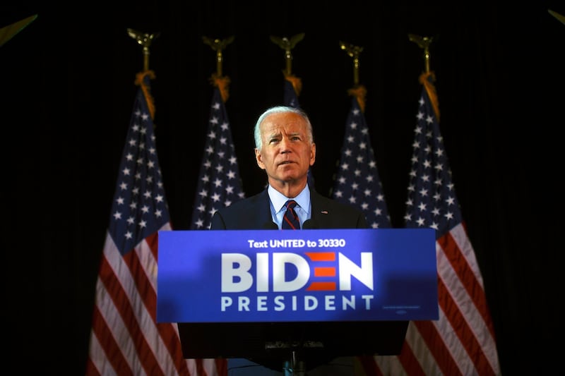 Former US vice president Joe Biden speaking at a press conference in Wilmington on September 24th. Photograph: Mark Makela/The New York Times