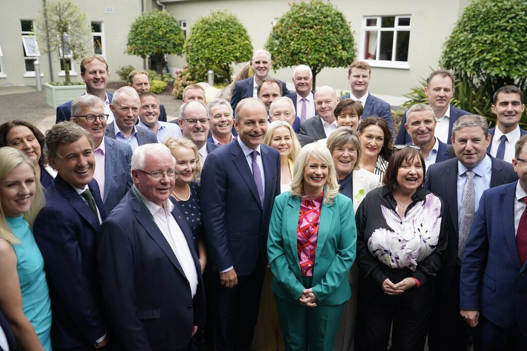 Tánaiste Micheál Martin with Fianna Fail colleagues before a party event at the Horse and Jockey Hotel in Thurles, Co. Tipperary. Photograph: Niall Carson/PA Wire