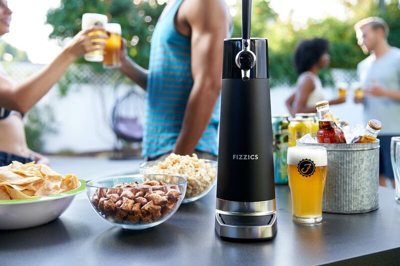 Fissics, a draft-pour beer dispenser that uses sound waves rather than C02 cartridges to upgrade your bottled or canned beer to a proper bar experience. Costs about £125, ex delivery, from UK-based Cuckooland.