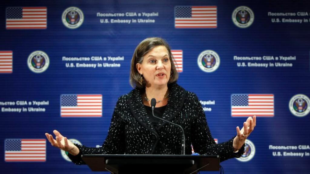 US Assistant Secretary of State Victoria Nuland, whose telephone conversation about the political crisis in Ukraine was leaked on the Internet, suggested the leak would not harm her ties with the Ukrainian opposition. Photograph: Gleb Garanich/Reuters