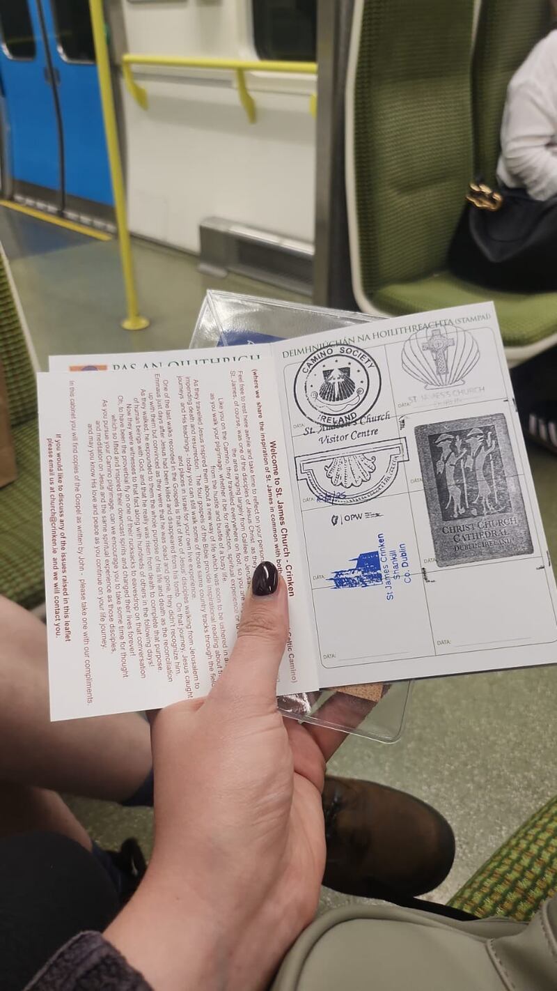 Niamh Browne's stamped Pilgrim passport from the Bray Celtic Camino
