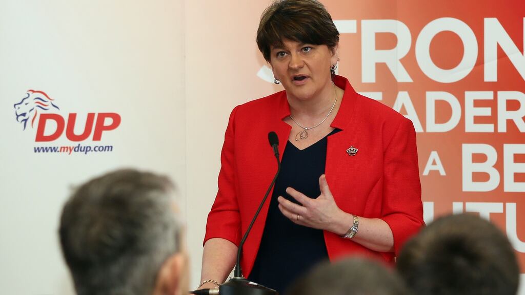 DUP leader Arlene Foster speaking at the launch of the party’s  election campaign   in Lurgan on Monday. Photograph: Paul Faith/AFP/Getty Images