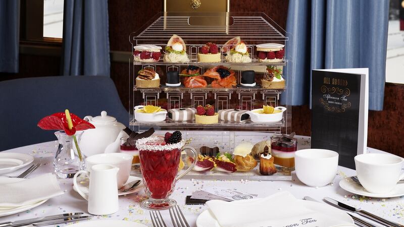 Brown Thomas: The entire decadent selection is presented on a tea stand replicating the facade of the Grafton Street store.