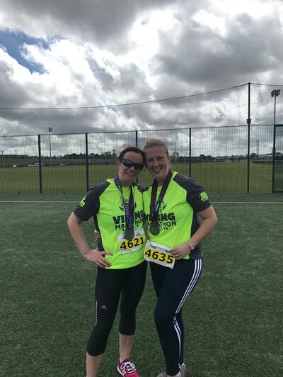 Gabrielle with her friend Nicola.