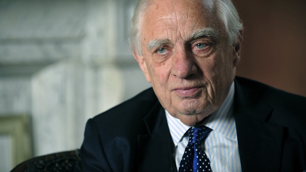 The “ruinously selfish” behaviour of some member states towards refugees has brought the European Union to its knees, former attorney general Peter Sutherland has said.  Photograph: Aidan Crawley