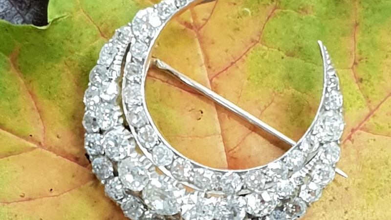 Antique diamond crescent brooch at John Weldon