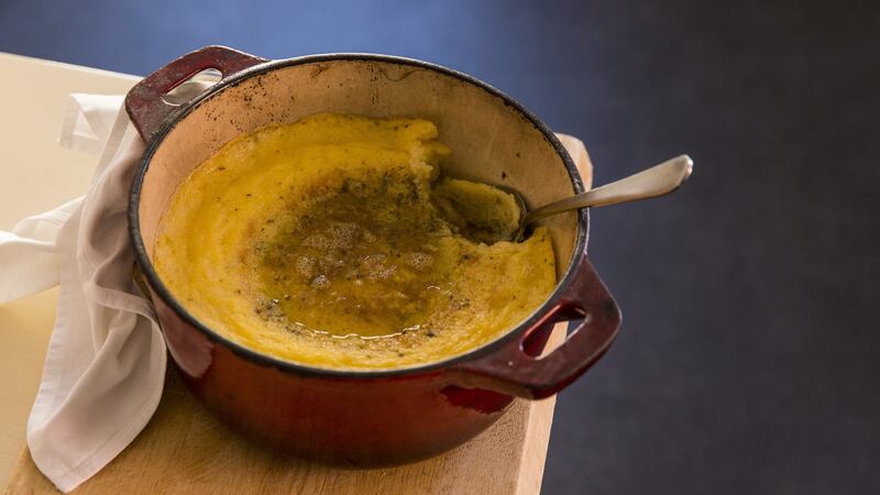 Oven-baked seaweed polenta is a simple and healthy way to make polenta. Photograph: Emma Jervis