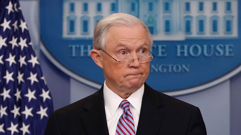 Jeff Sessions, who was fired as attorney general on Wednesday. He was applauded by staff as he left the department of justice for the last time. Photograph: Pablo Martinez Monsivais/AP