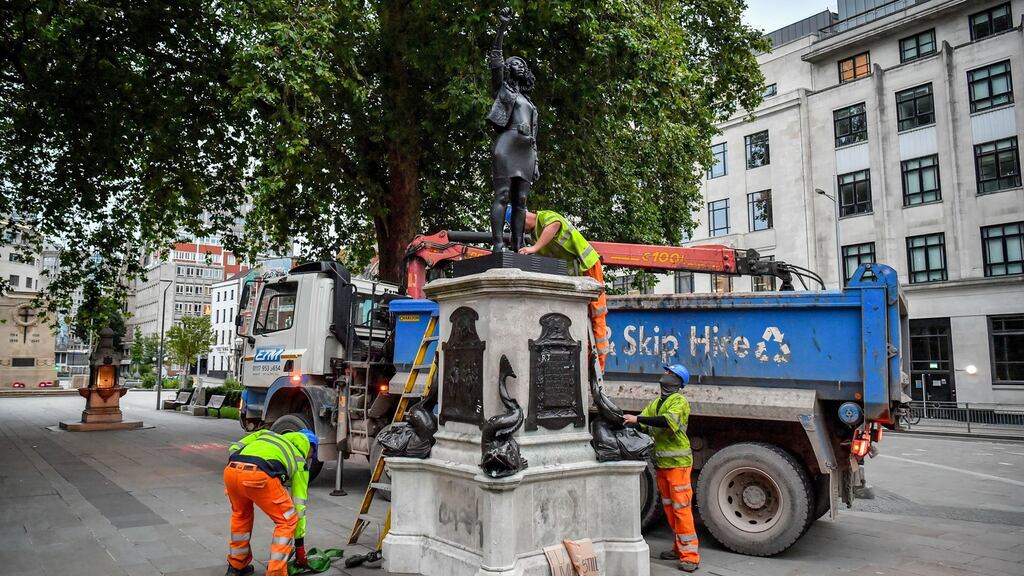 A sculpture of Black Lives Matter protestor Jen Reid has been removed by Bristol City Council. Photograph: Ben Birchall/PA
