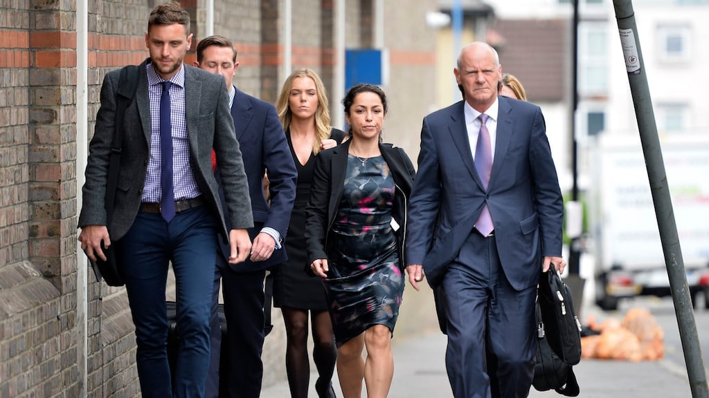 Former Chelsea team doctor Eva Carneiro arrives at Croydon Employment Tribunal where she is expected to give evidence in a case brought by her against the club and former manager Jose Mourinho. Photograph: Hannah McKay/PA