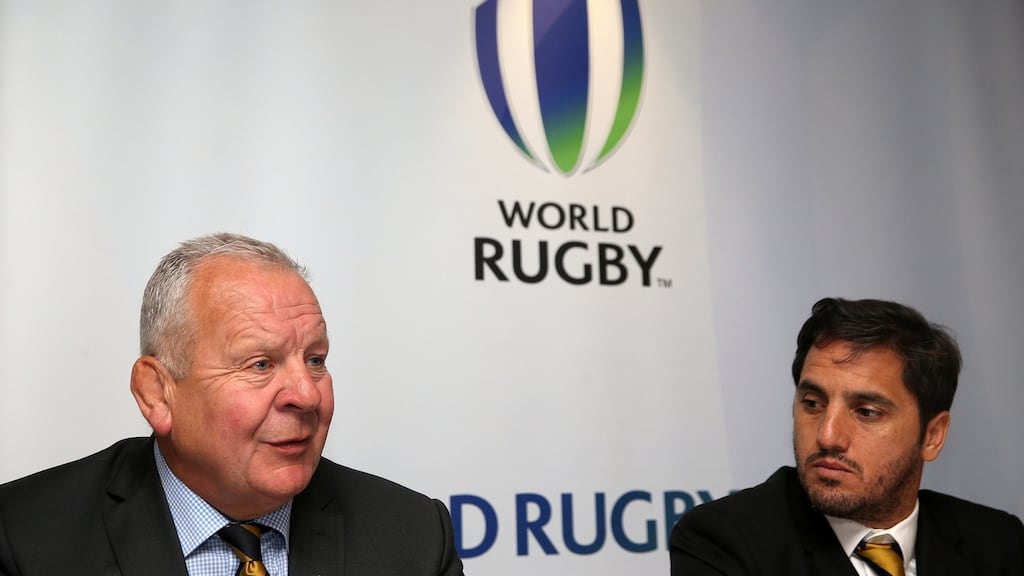 Chairman of World Rugby, Bill Beaumont with vice-chairman Agustin Pichot. Photo: Brian Lawless/PA Wire