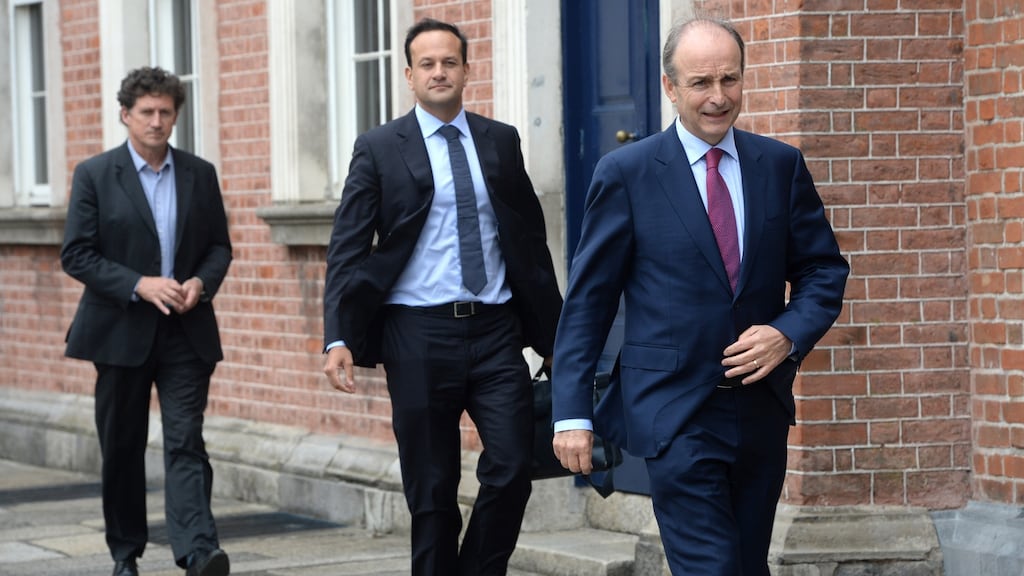 ‘Micheál Martin (right, with Leo Varadkar, centre, and Eamon Ryan) was Minister for Health when he launched the obesity taskforce and I hoped it might get legs now that he is Taoiseach,’ said Prof Donal O’Shea. Photograph: Dara Mac Dónaill / The Irish Times