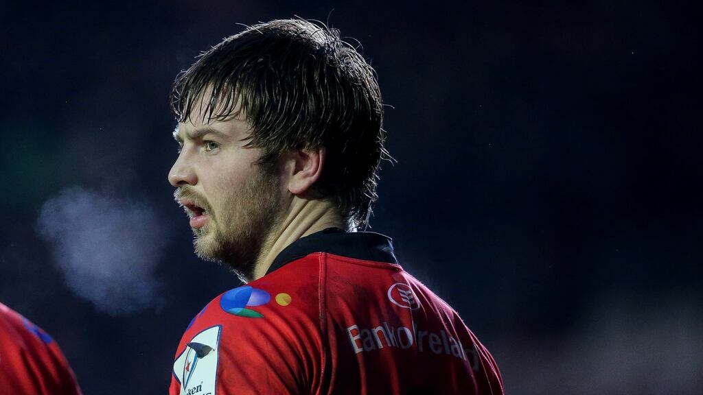 Ulster’s Iain Henderson could face a ban after being cited for a tackle on Ospreys’ Sam Cross during their Pro14 clash. Photo: Gary Carr/Inpho
