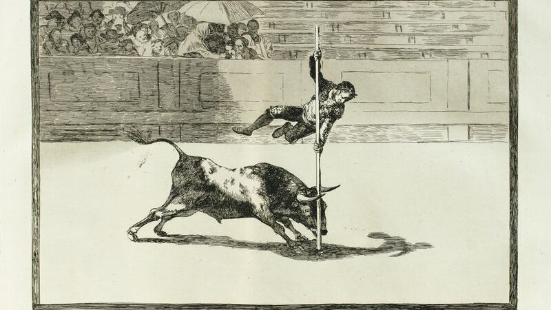 One of 33 prints by Spanish artist, Goya depicting bullfighting scenes