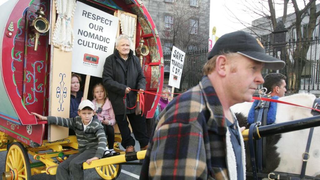 A Traveller family from Limerick participating in a Travellers’ rights protest in Dublin in 2009. Photograph: Alan Betson