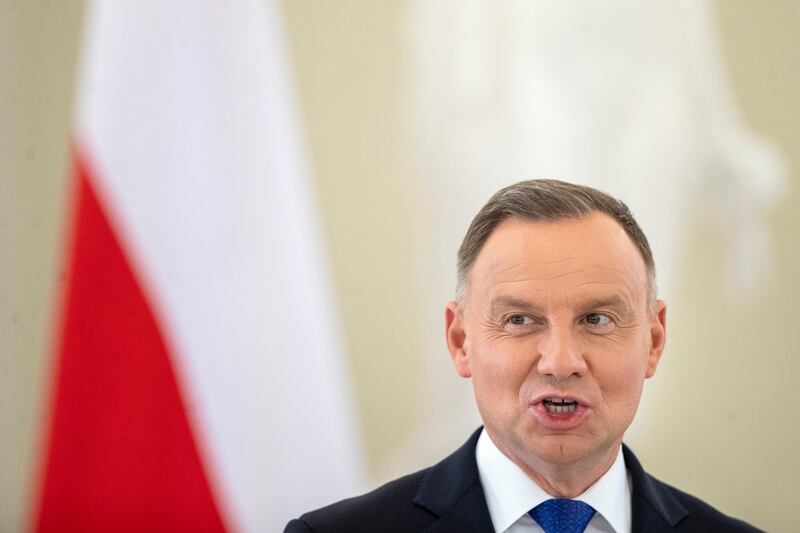 Poland’s PiS-allied president Andrzej Duda, whose term ends next year. Photograph: Mindaugas Kulbis/AP
