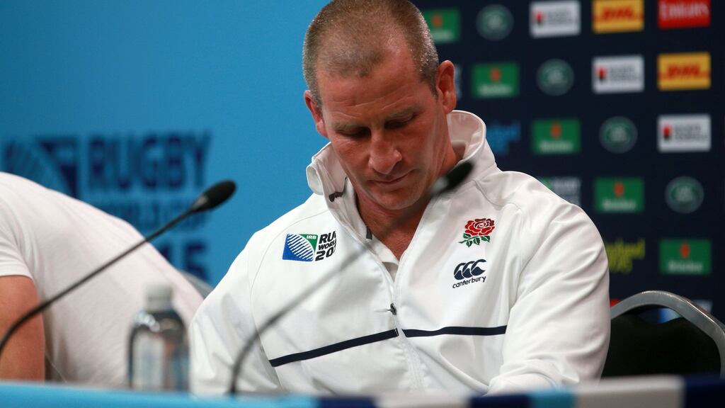 England head coach Stuart Lancaster at a post match press conference, after the World Cup match at Twickenham Stadium. Photograph: David Davies/PA