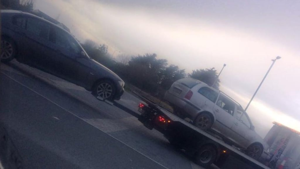 The two cars the Dundalk Road Policing Unit seized on Monday. Photograph: An Garda Síochána/Twitter