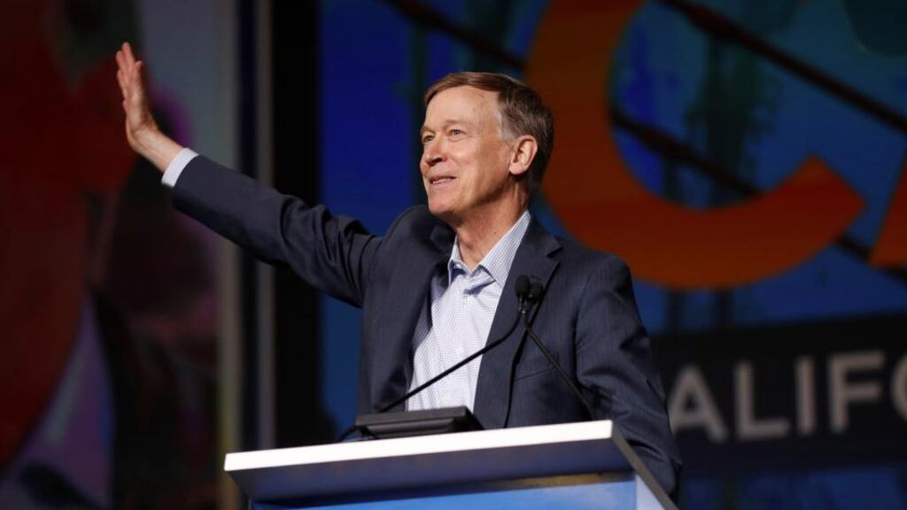 Democratic presidential candidate and former Colorado governor John Hickenlooper speaks during the California Democratic Convention in San Francisco, California on June 1st. Photograph: Stephen Lam/Reuters
