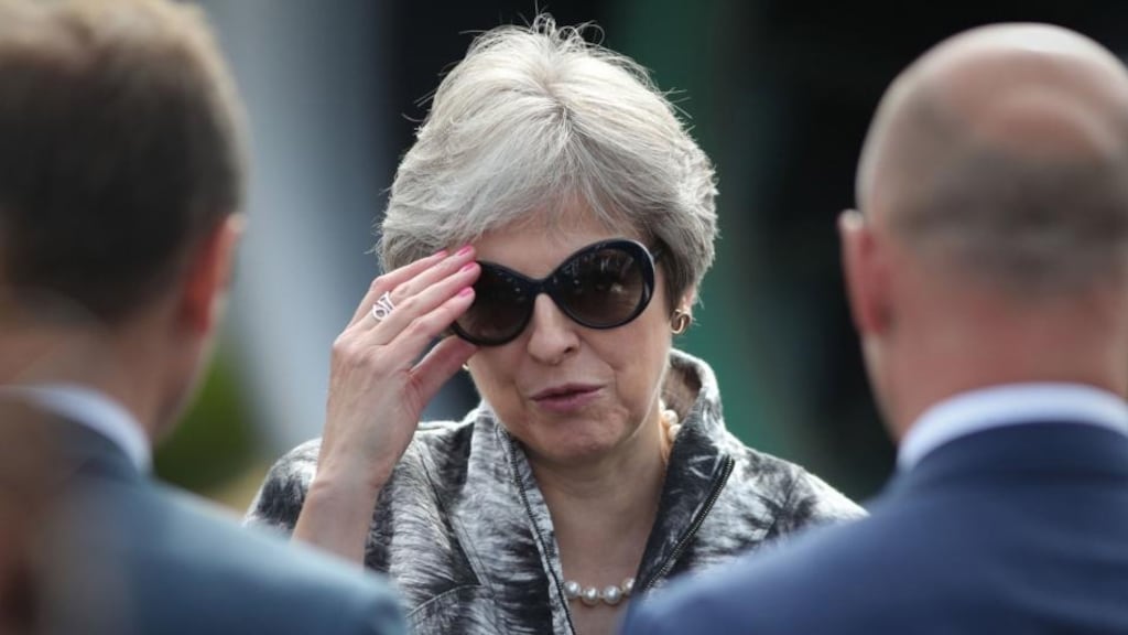 Don’t talk to me about Brexit: Theresa May takes a break from the House of Commons to attend the Farnborough airshow. Photograph: Andrew Matthews / PA