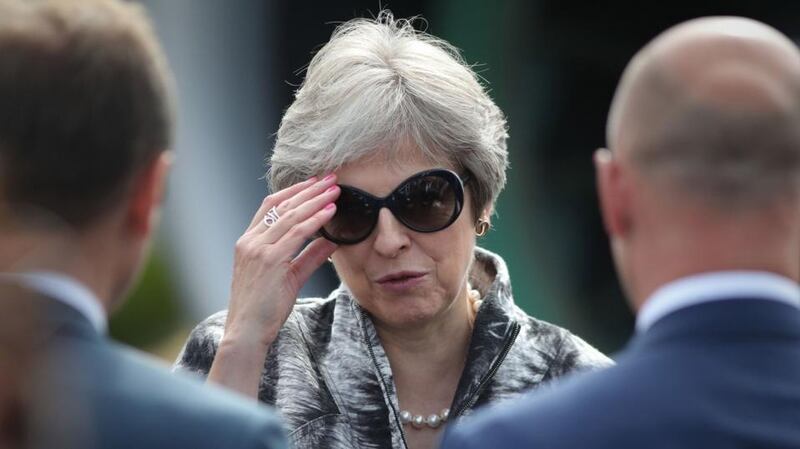 Don’t talk to me about Brexit: Theresa May takes a break from the House of Commons to attend the Farnborough airshow. Photograph: Andrew Matthews / PA