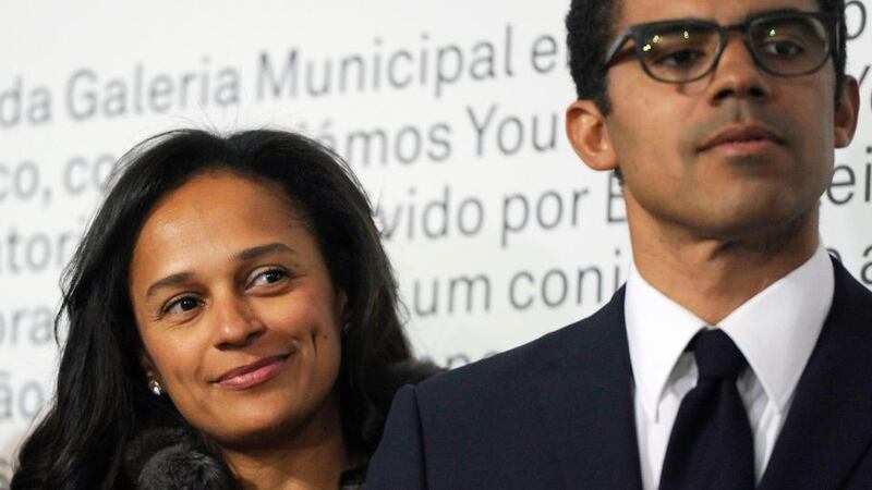 Angolan businesswoman Isabel dos Santos, daughter of outgoing Angolan president Jose Eduardo dos Santos, and her husband Sindika Dokolo. Dos Santos has acquired big stakes in Portugal’s banks and other businesses. Photograph: Fernando Veludo/AFP/Getty Images