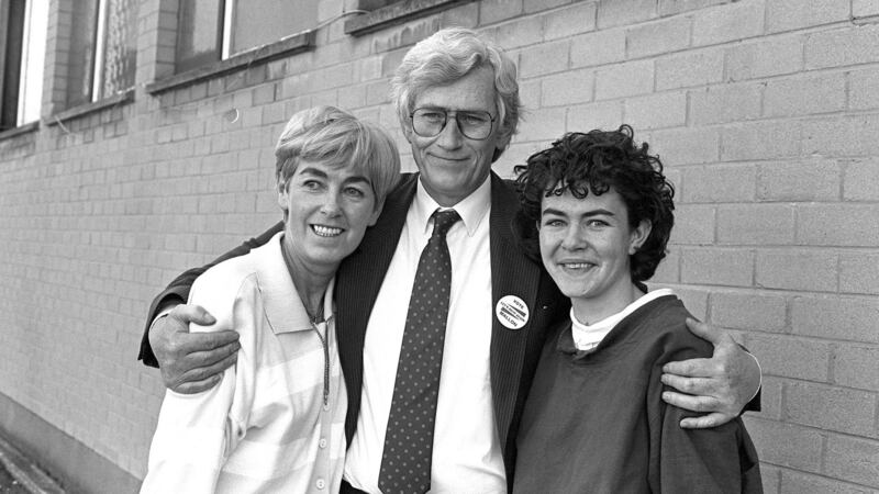 Seamus Mallon with his wife Gertrude and daughter Órla after retaining his Westminster seat for Newry and Armagh in June 1987. Photograph: Pacemaker Belfast