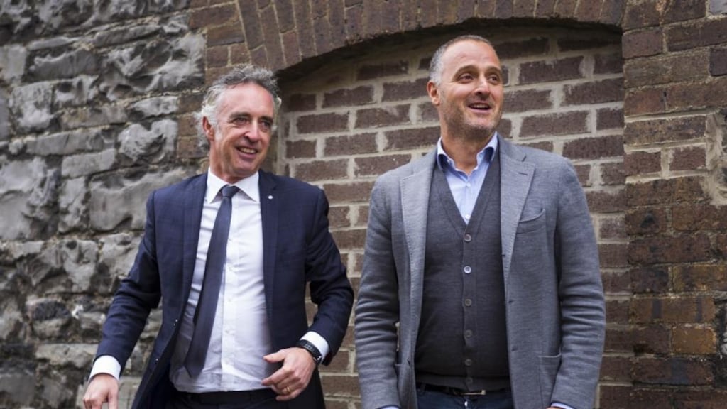 John Phelan, national director of HBAN (Halo Business Angel Network), with Italian super-angel, Gianni Matera at the announcement that Mr Matera will invest €4 million in Irish start-ups by 2020.