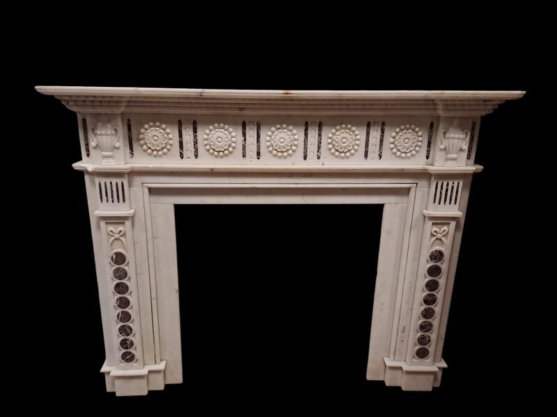 White marble inlaid chimney piece