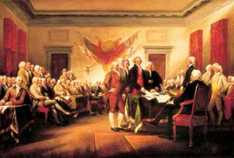 The Founding Fathers of the United States presenting the Declaration of Independence to Congress, June 28th, 1776. They were obsessed with treason as one of their own trusted generals in the War of Independence, Benedict Arnold, proved to be a spy