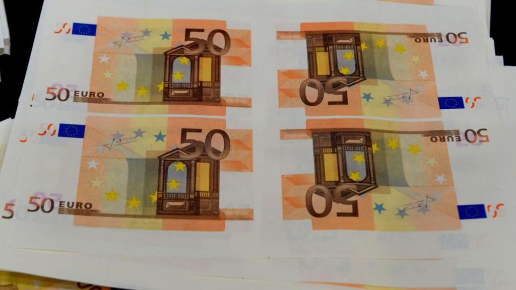 File photograph showing some of the couterfeit €50 notes seized during a Garda operation in Feburary. Photograph: David Sleator/The Irish Times