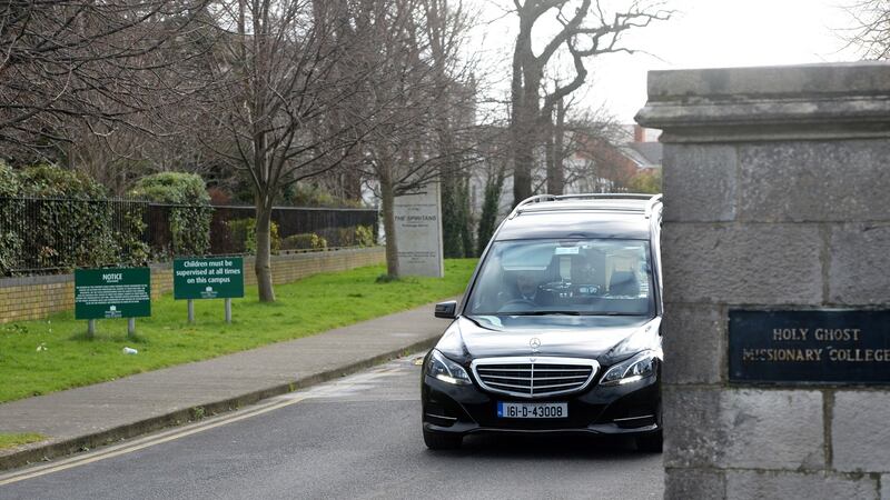 The funeral of Fr Tom Cunningham C.S.Sp. at Holy Spirit Parish Church, Kimmage, Dublin. Photograph: Dara Mac Dónaill