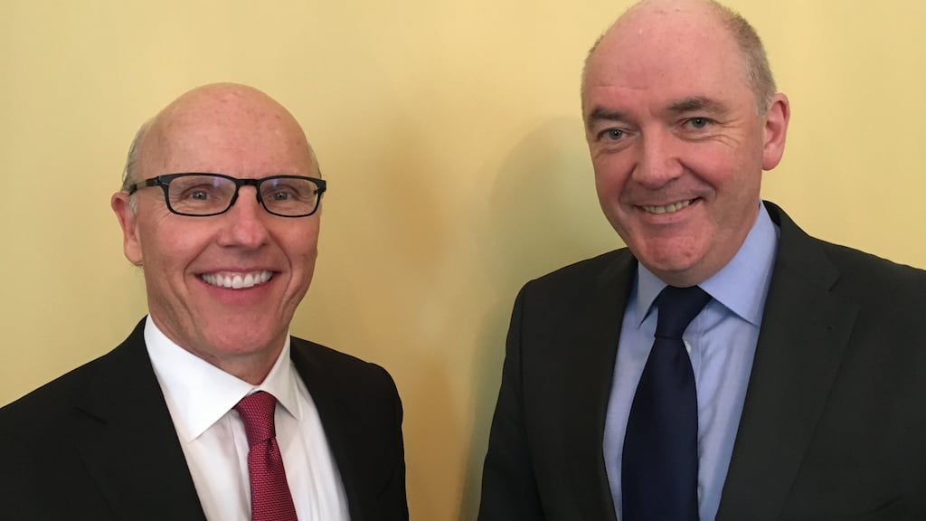 David McCourt (left) lives in the Merrion Hotel where Peter McCann is manager