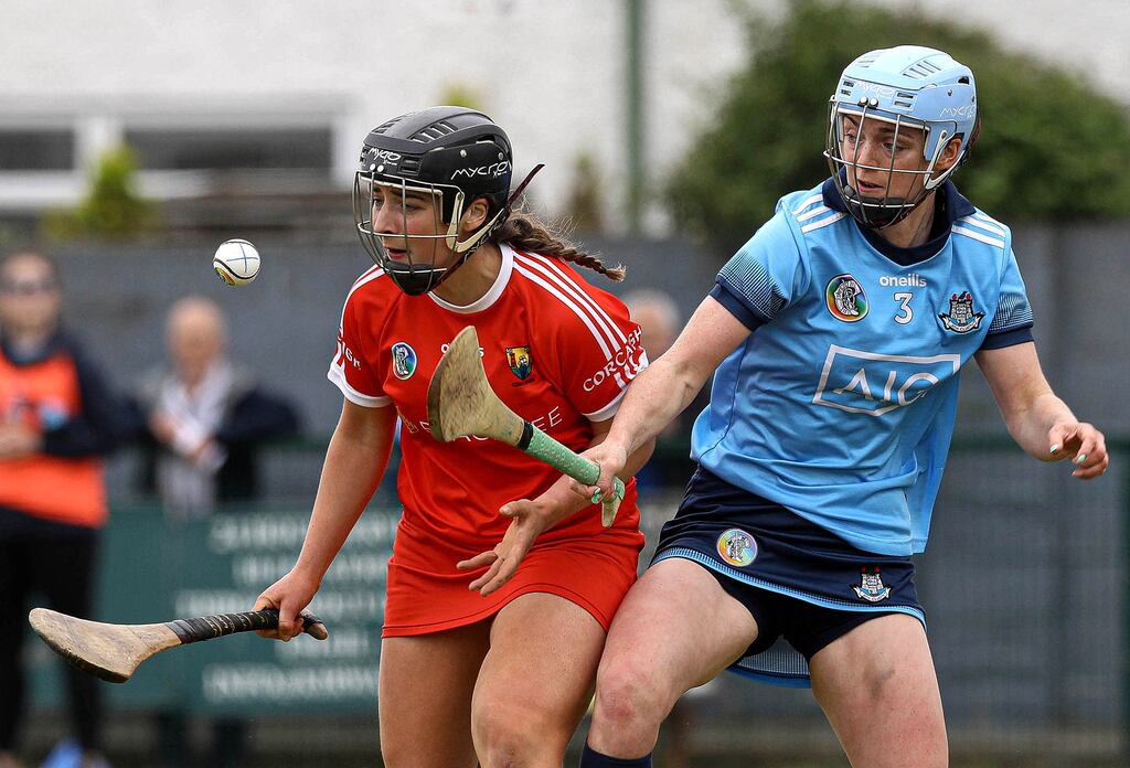 Dublin's Eve O'Brien and Linda Collins of Cork during an All-Ireland Championship game in 2019. Photograph: INPHO/Lorraine O'Sullivan